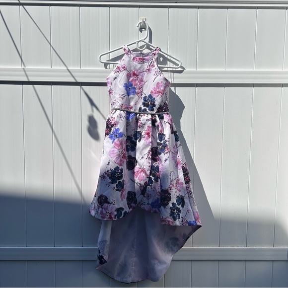 Rare Editions Big Girls Lace Back Floral Mikado Ballgown Hi Low Train | Size 16 - Picture 5 of 16